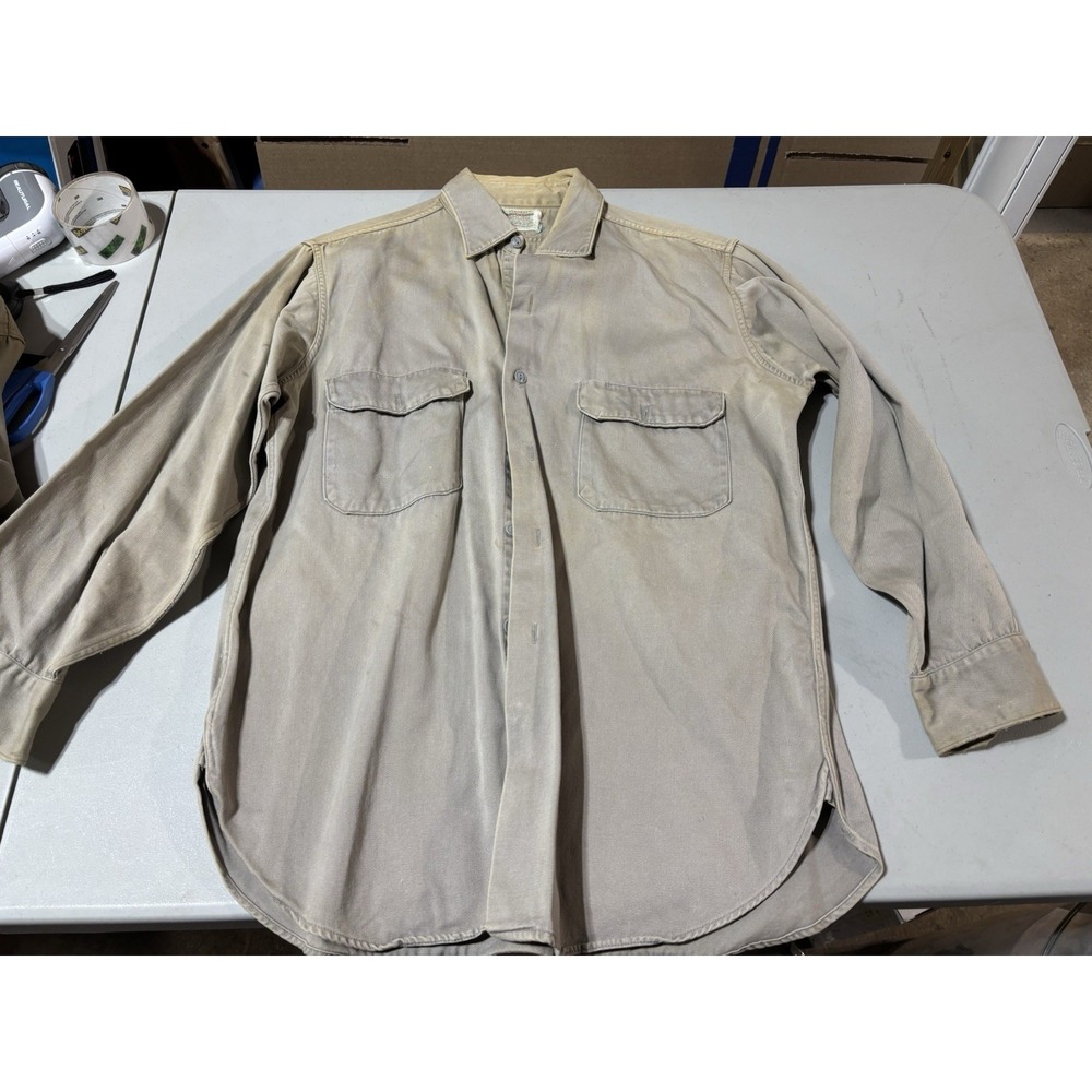 Vintage 50s Hercules‎ Sears Button Up Work Shirt  Thrashed Gusset USA Made (2)